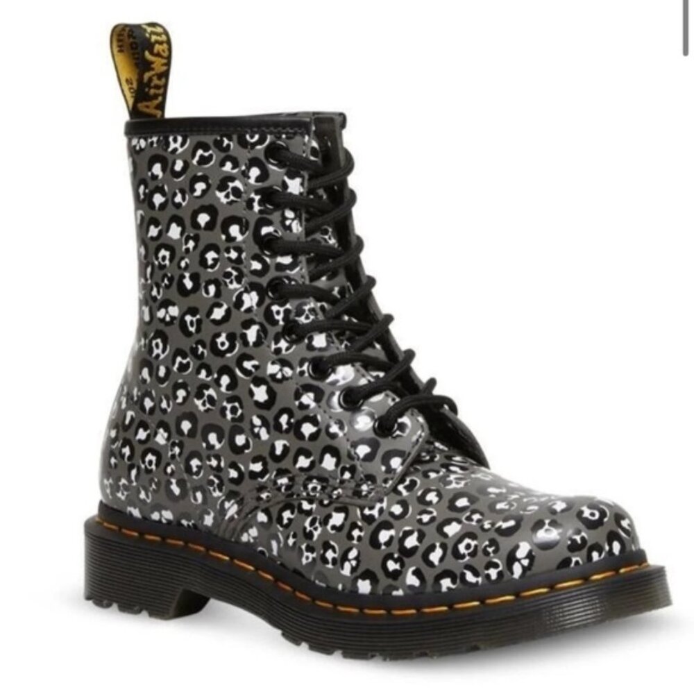 Women's Dr. Martens 1460 Loud Leopard Gun Metal 27652029 SIZE 7
